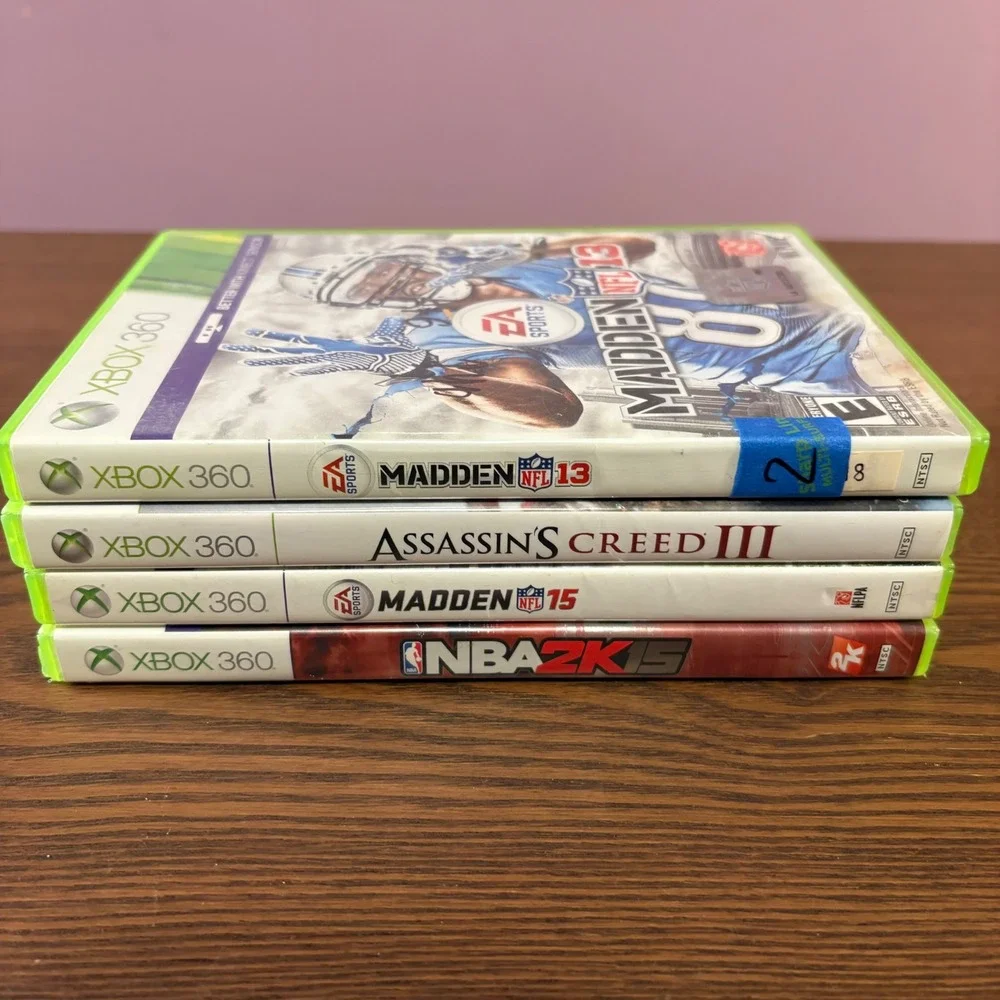 Microsoft Xbox 360 Game Lot of 4 Madden 13 15 NBA 2K15 Assassins Creed‎ III Good